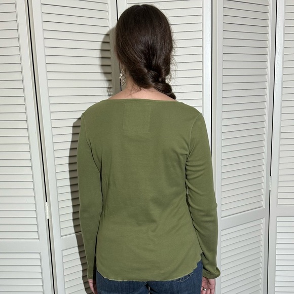 Women’s Top - Olive Green V-Neck with Sequins by For Joseph Fortune - Size M - Picture 4 of 16